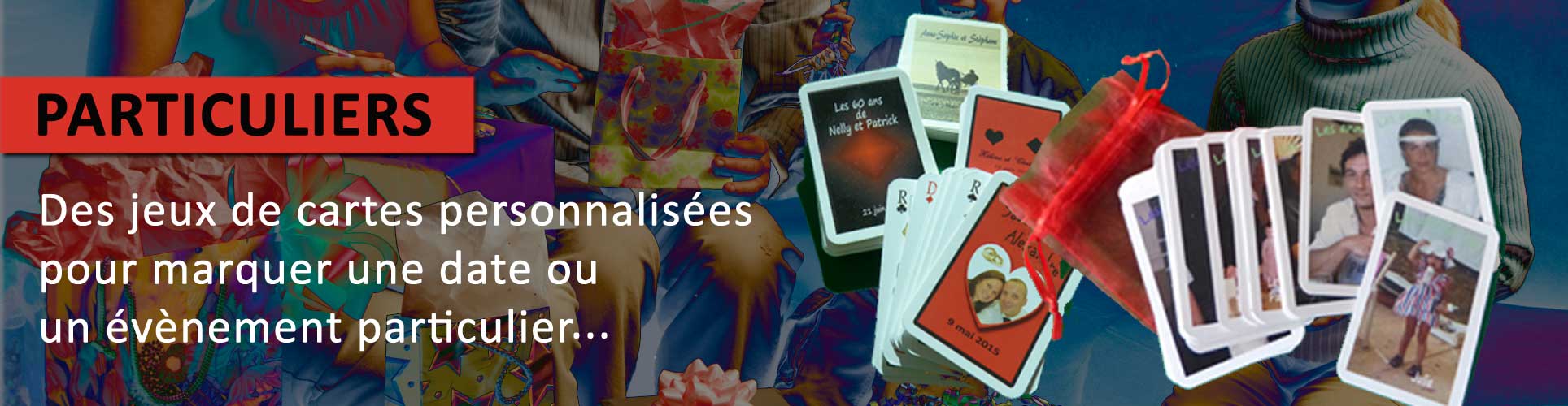 Jeux de cartes personnalisés en cadeau pour les particuliers lors d'évènement